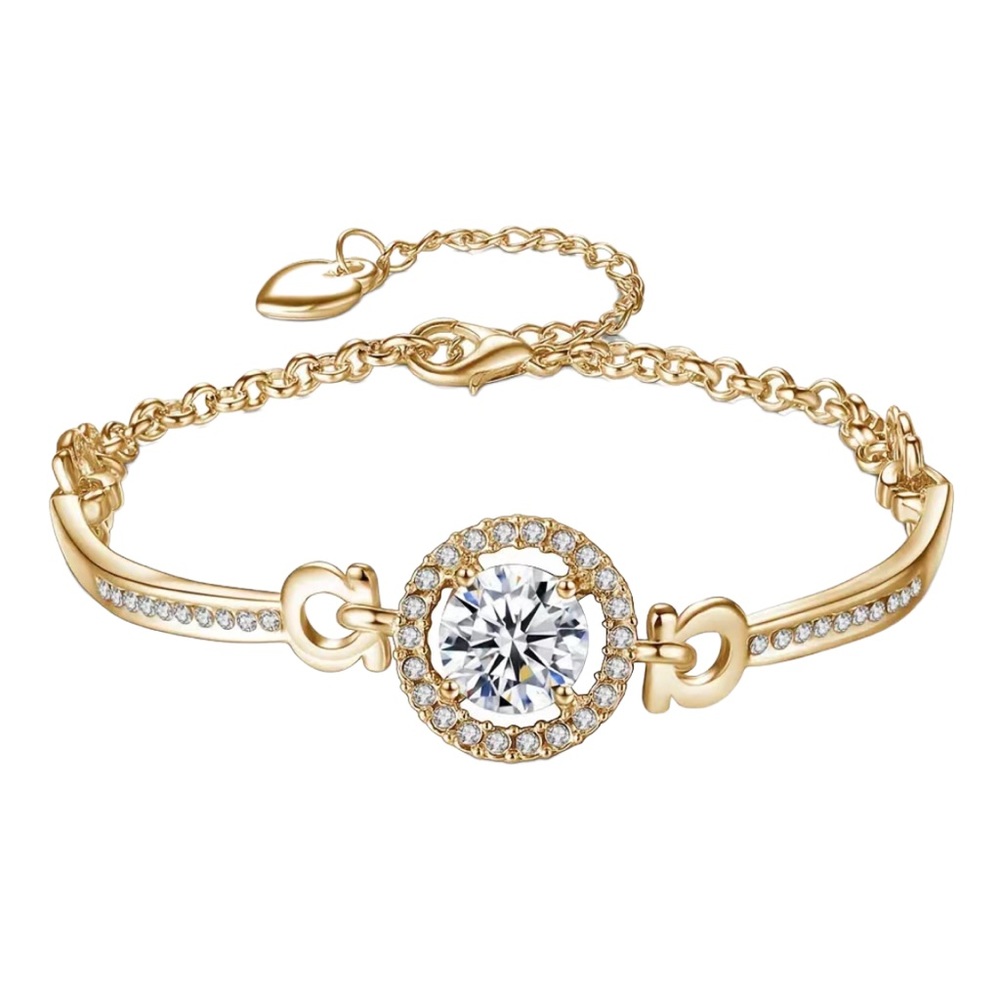 Gold with Rhinestones Adjustable Length Bracelet